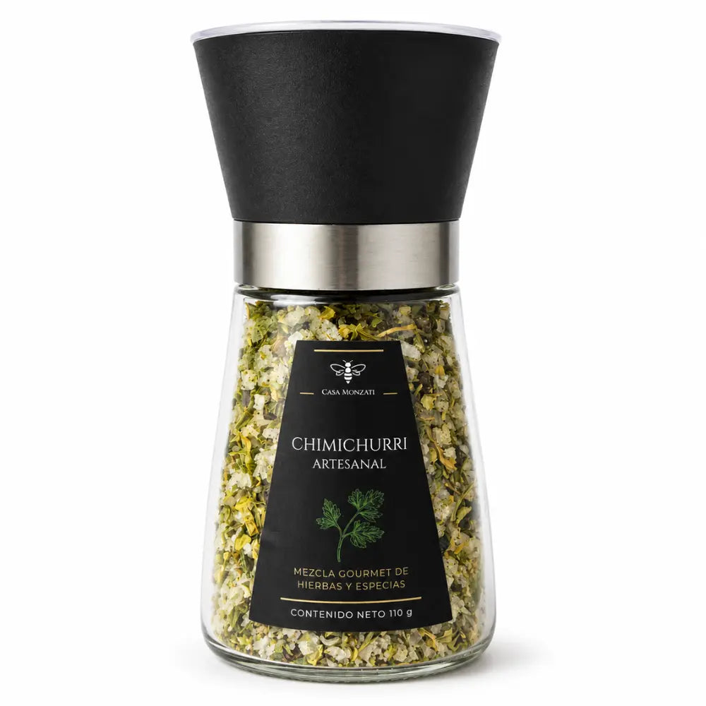 Sal marina artesanal Chimichurri de Casa Monzati con perejil, ajo y orégano - 255g